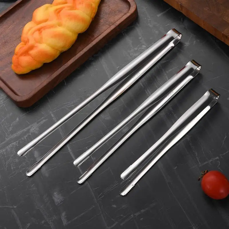 1Pc New Stainless Steel Grill Tongs Cooking Utensils for BBQ Baking Silver Kitchen Accessories Camping Supplies