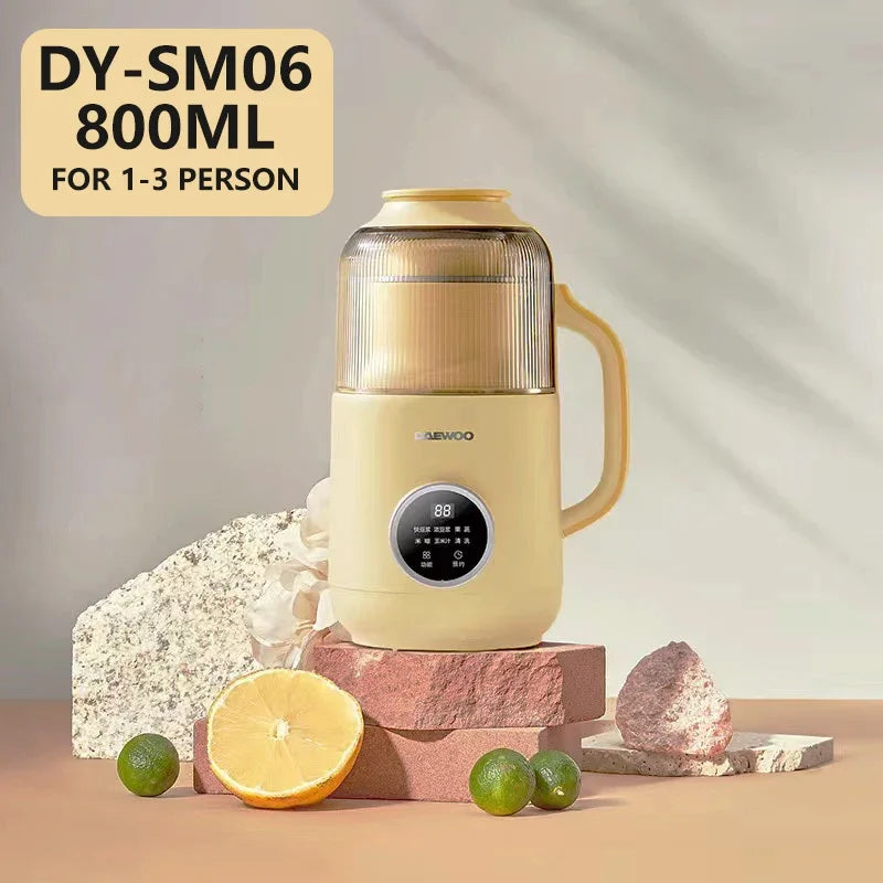 DAEWOO 800ML/1200ML Portable Food Blender High Speed Stirring Wall-Breaking Soymilk Maker Low Noise Design Soybean Milk Machine