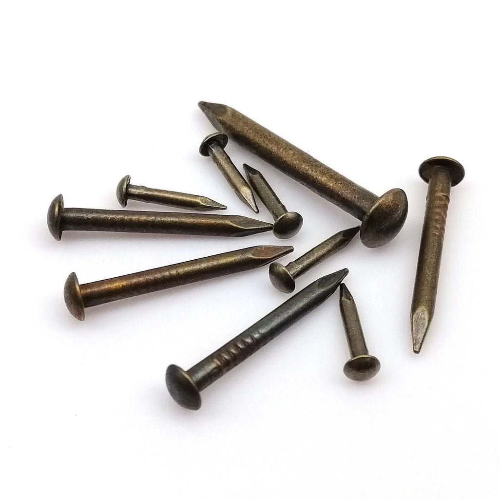 10/20/50/100pc 1.2mm 1.5mm 2mm 2.8mm Antique Brass Bronze Pure Copper Small Round Head Nail Stud for Furniture Hinge Jewelry Box