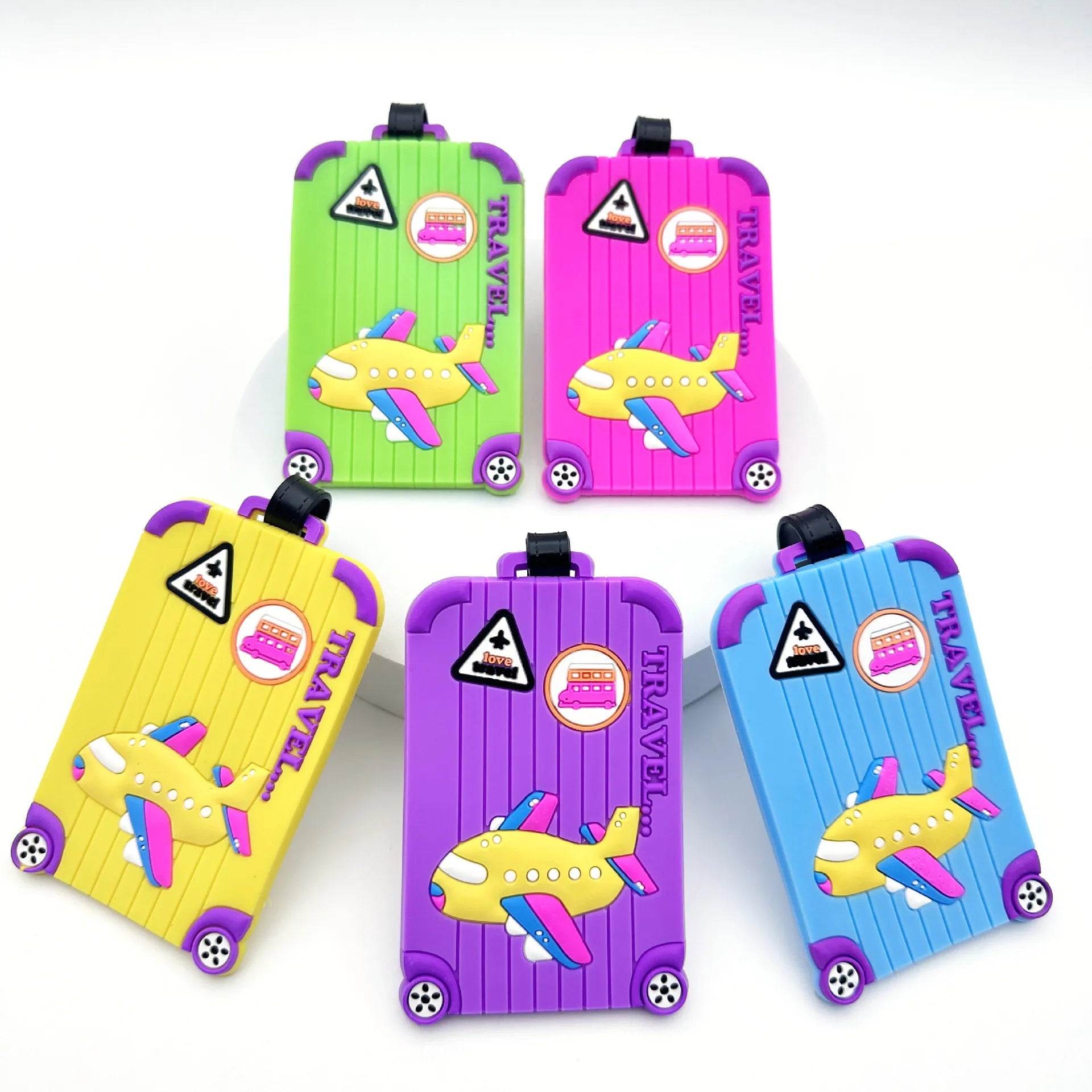 Soft PVC Luggage Tags Plane Pattern Cute Luggage Tag Creative Suitcase Tag Cartoon Boarding Passes Airplane Travel Accessories