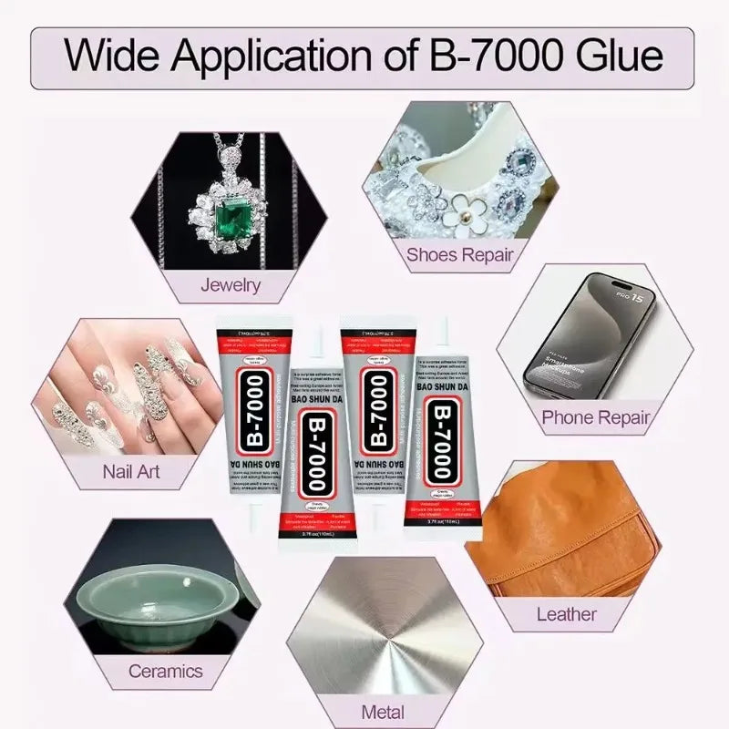 B7000 Needle Glue, Universal Quick-Drying Soft Adhesive for Jewelry Inlay DIY Crafts Mobile Phone Screen Bonding