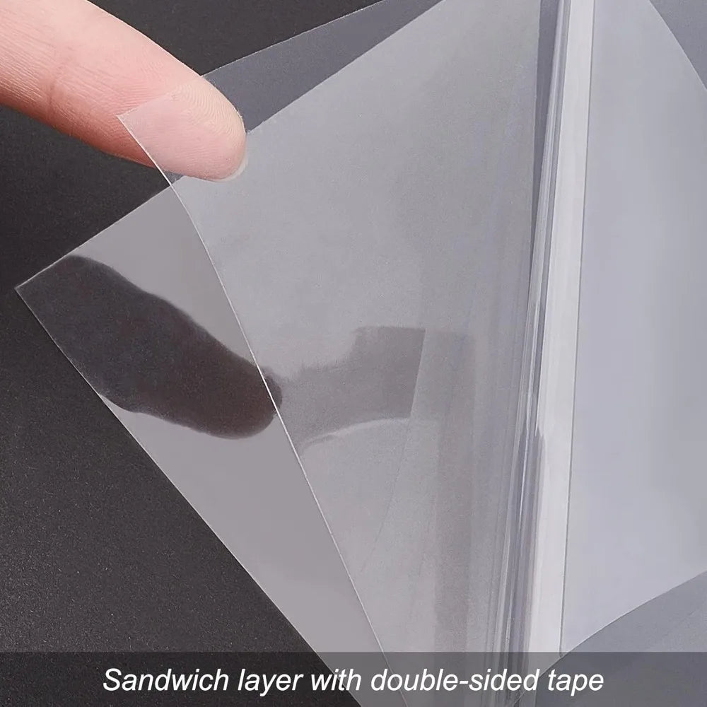 25PCS A4 Size Double Sided Tape Sheets 8.3x11.8Inch Strong PET Adhesive Tap Sheet for Arts Craft Photo Albums Making 0.1mm Thick