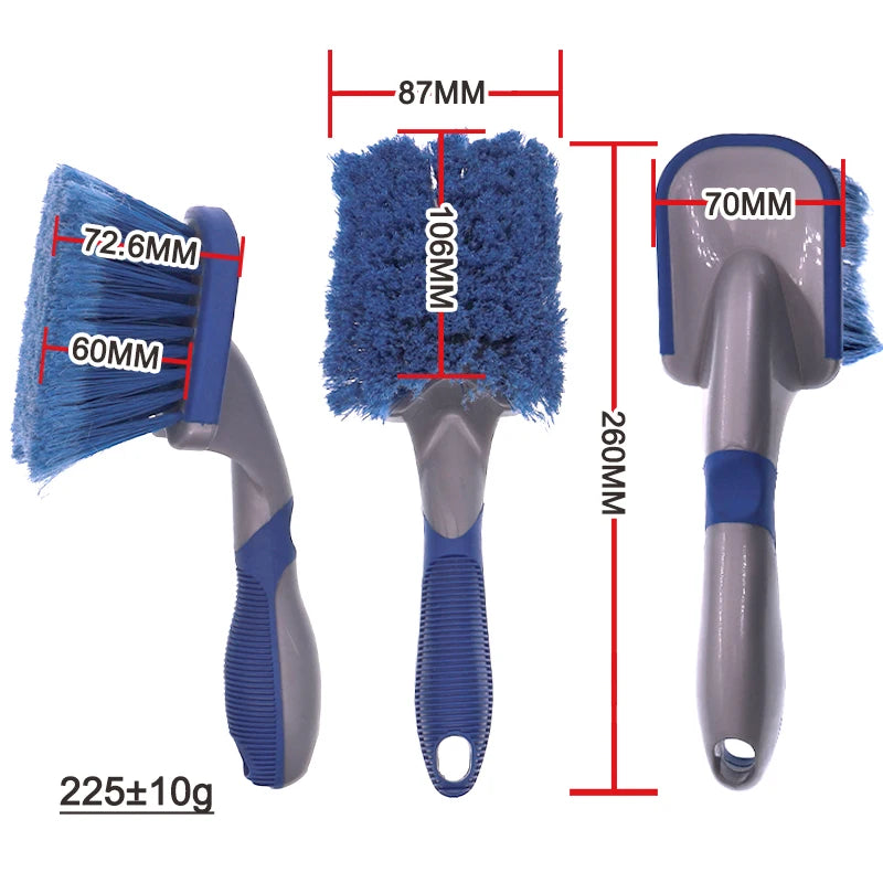 Soft Bristle Car Tire Rim Brush 26X7X7 cm Anti-scratch Wheel Cleaning Brush Non-Slip Grip Handle Auto Detailing Tool for Car
