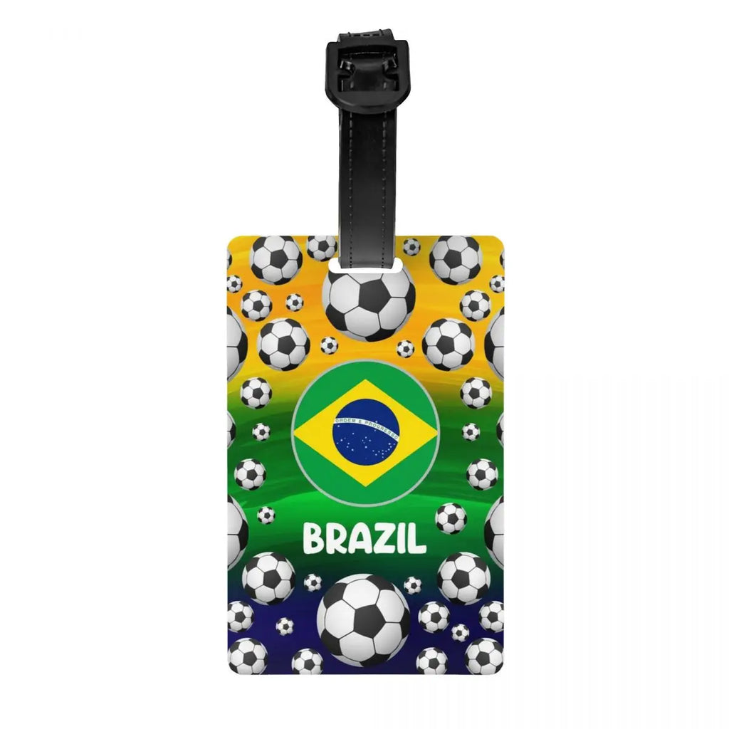 Custom Cool Soccerly Footbally Print Luggage Tag With Name Card Privacy Cover ID Label for Travel Bag Suitcase