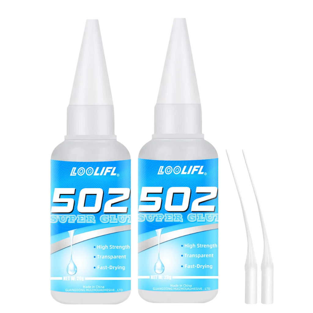 LOOLIFL 502 Super Glue Fast Drying Instant Adhesive High Strength Clear Glue for Plastic Metal Ceramic Glass Repair DIY Craft