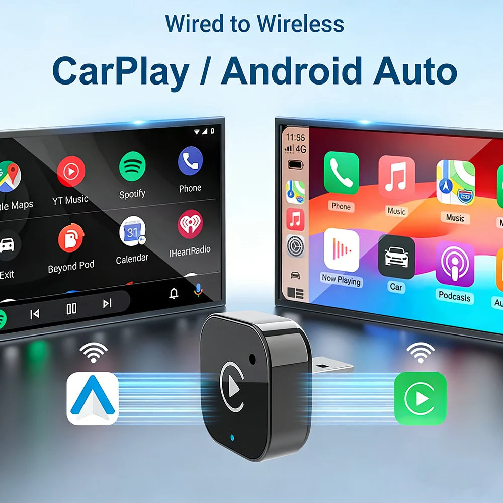 2026 Trending Wireless CarPlay Adapter for Apple iPhone & Android, 2-in-1 Adapter Convert Wired to Wireless Dongle