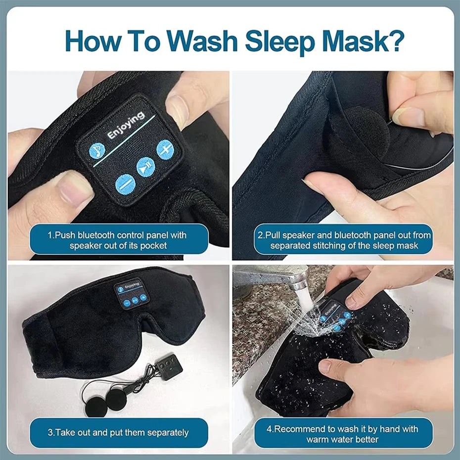 Bluetooth Sleeping Headphones Noise Cancelling3D Eye Mask Wireless Air Travel Headbands Soft Elastic Comfortable Music Earphones