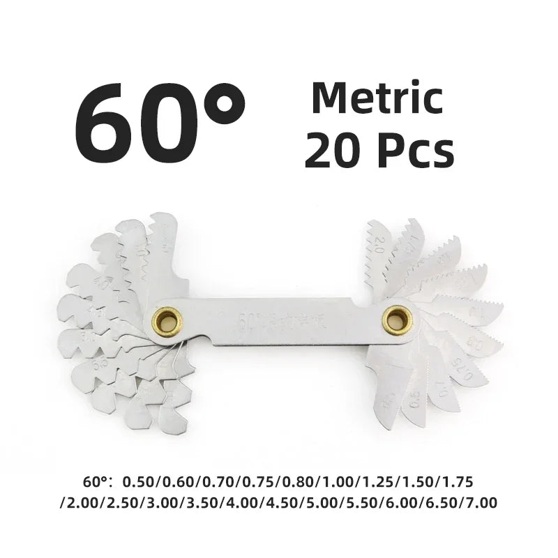 55/60 Degree Thread Plug Gauge Metric Imperial Gear Tooth Screw Pitch Gauge Carbon Steel Measuring Tool Tap Thread Measurement