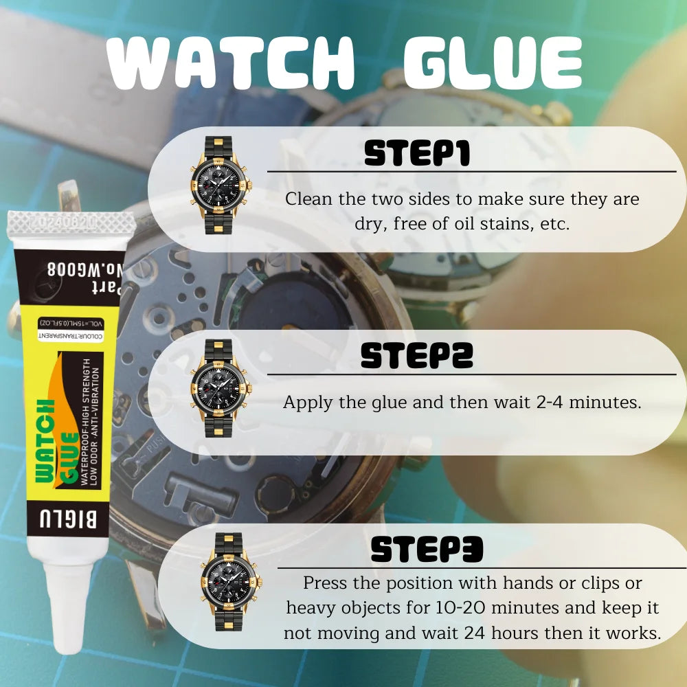 BIGLU Transparent Waterproof Soft Repair Smart Watch Glue Seal Metal Glass Jewelry DIY Cover Frame Adhesive 15ml