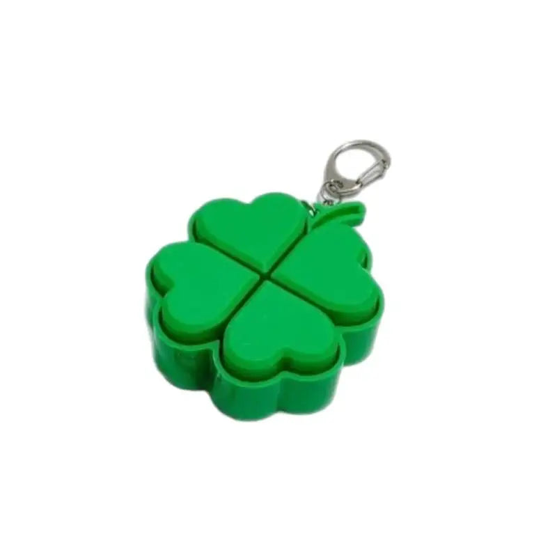 Lucky Four-Leaf Clover LED Light Up Keychain Clickable Buttons Stress Relief Toy Backpack Pendant Party Gift For Kids Adults
