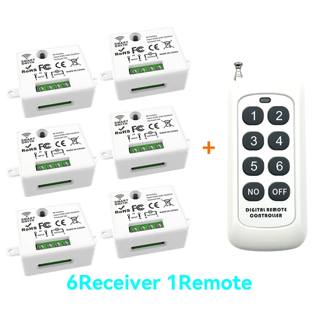 Mini Wireless Smart Light Switch with Remote Control 1000M Distance 433 Mhz RF Relay Receiver 220V Swi
