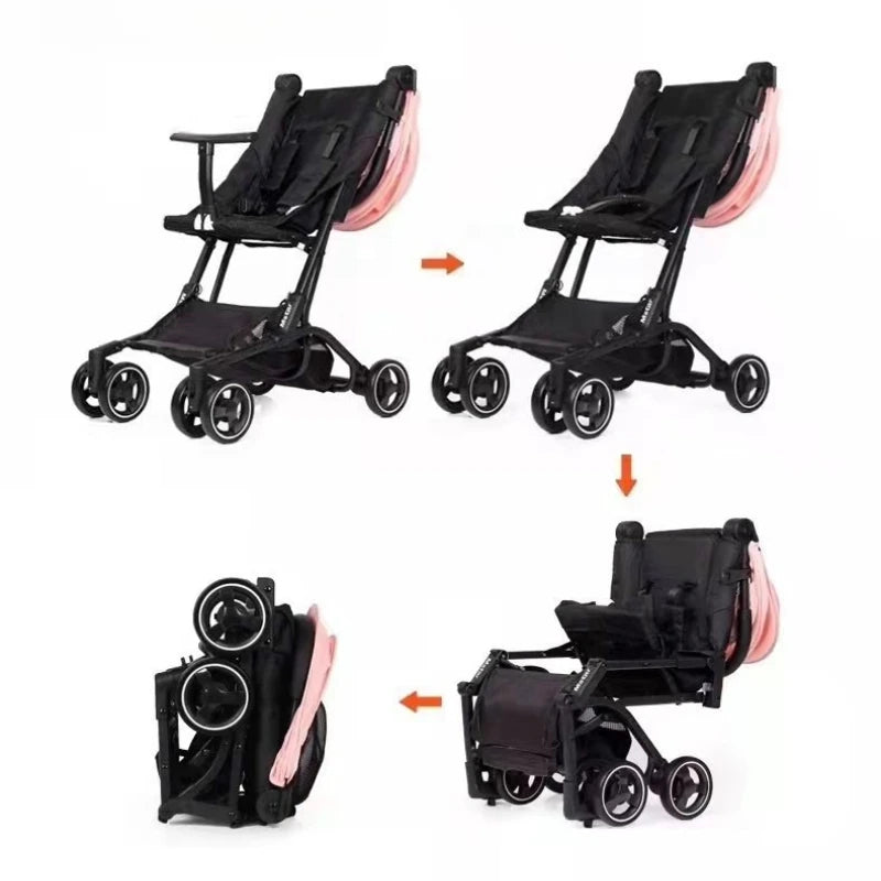 2025 New Simple Boarding Baby Stroller Four-wheel Shock Absorption Lightweight Ultra-small Foldable Baby Stroller