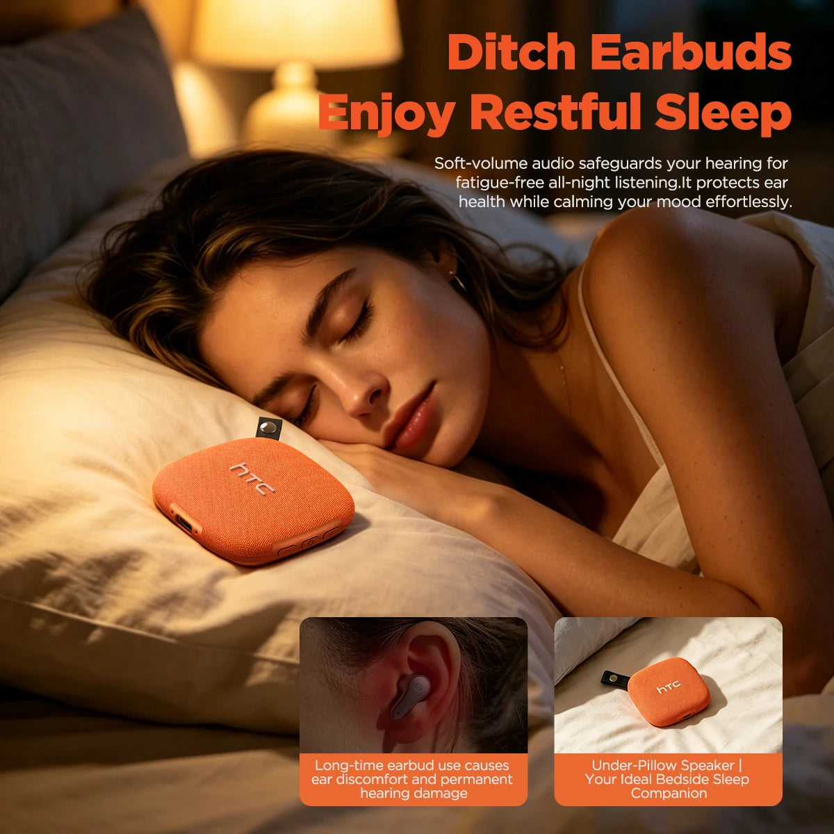 HTC WS01 Sleep Bluetooth Speaker Wireless HiFi Stereo TWS Pairing IPX5 Waterproof Built-in Mic Hands-Free Call for Home Party