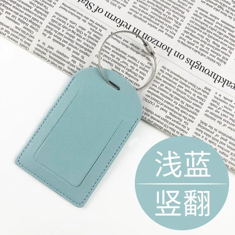 PU Leather Luggage Tag Suitcase Address Label Baggage Boarding Bag Tag Travel Accessories