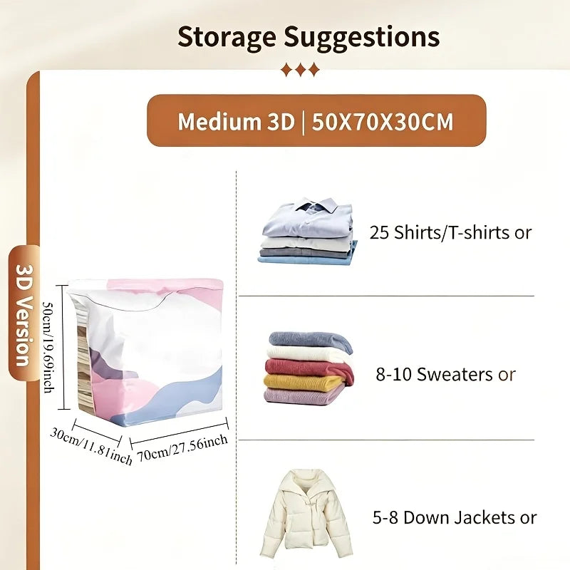 2pcs Pump Free Hand Roll Vacuum Compression Bags,Space Saving Sealed Storage Bags for Bedding Garments Bedroom Closet Organizing