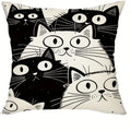 black and white cat Double-sided Printed pillow cover Short plush Suitable living rooms bedrooms sofas throw cushion cover