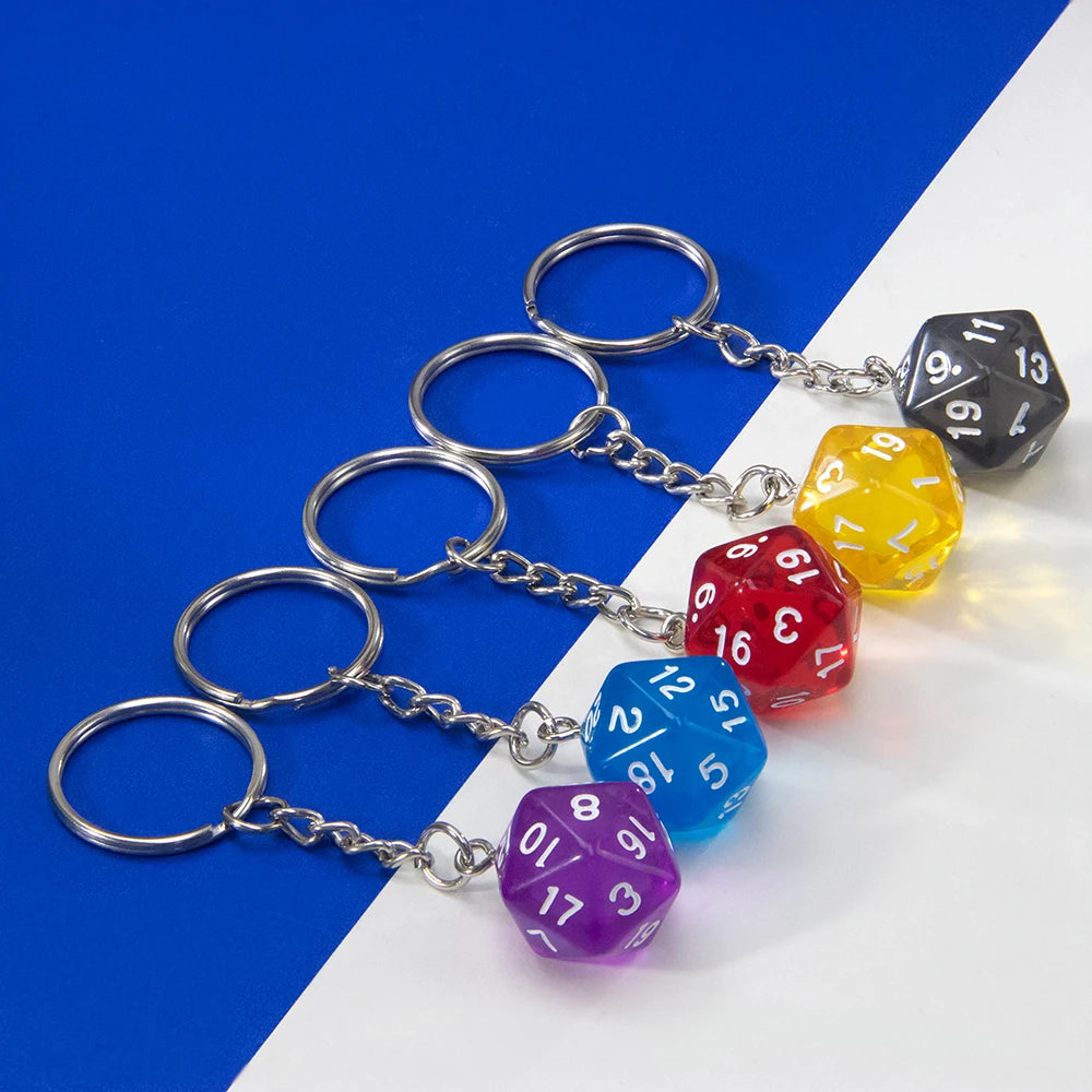 DND Game Dice Keychain RPG Lucky Dice Keyring DND Game Souvenirs Fashion Bag Pendant DND Game Lover Gift