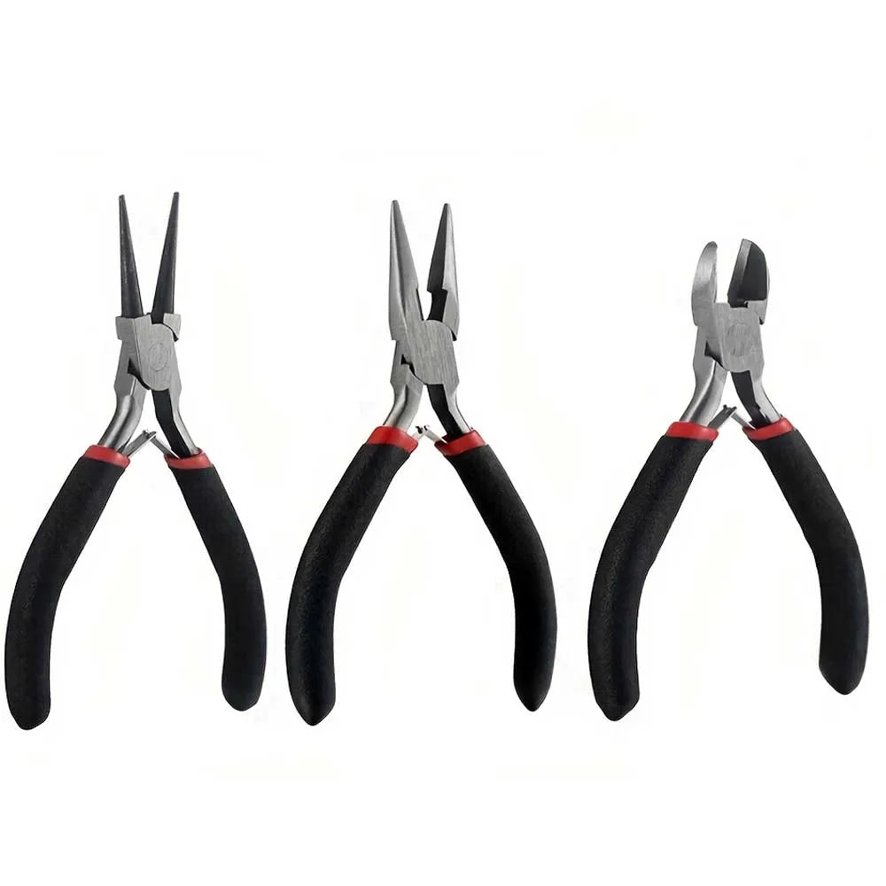 3-1pcs Making Pliers Set, Steel Crafting Tools, with Round Nose, Pointed, and Slant Tip, for Beading and Metalwork