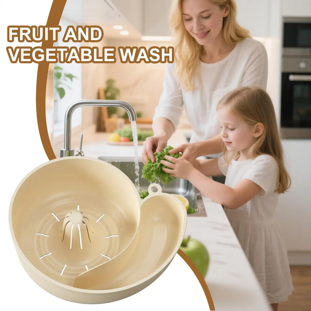 Snail Shape Fruit Drainer Basket Creative Automatic Rotation Clean Vegetable Washing Basin Kitchen Drain Basket Food Container