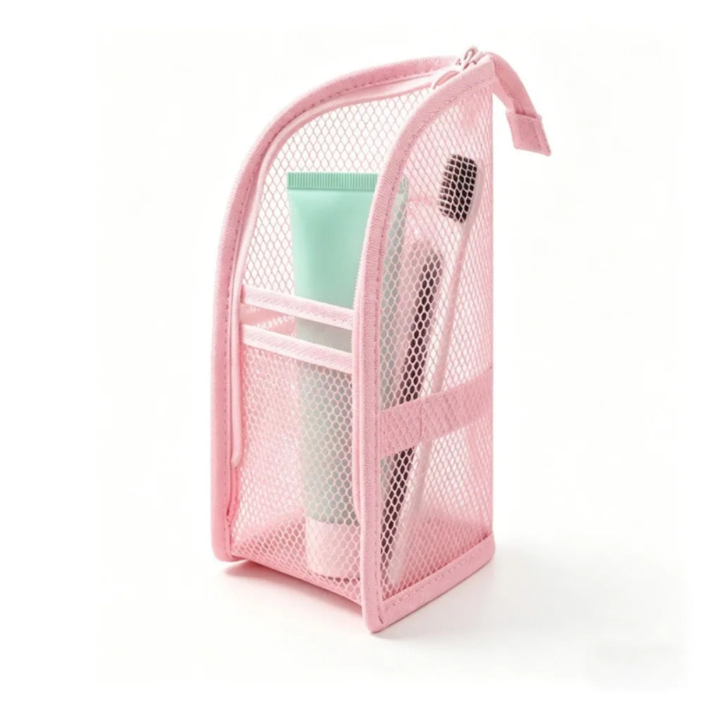 Standing Mesh Toiletry Bag Breathable Quick Dry Toothbrush Case Anti Mold Cosmetic Organizer For Travel College Dorm Gym Shower