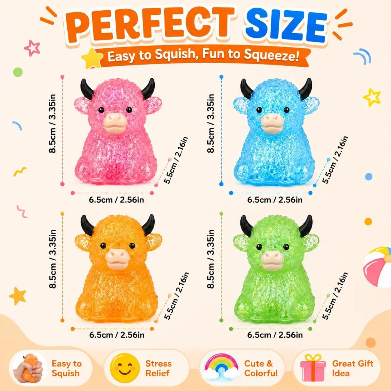 Cute Cow Squishy Fidget Toy Soft Cow Toy Small Cute Animal Anti Stress Decompressions Vent Squeeze Toy