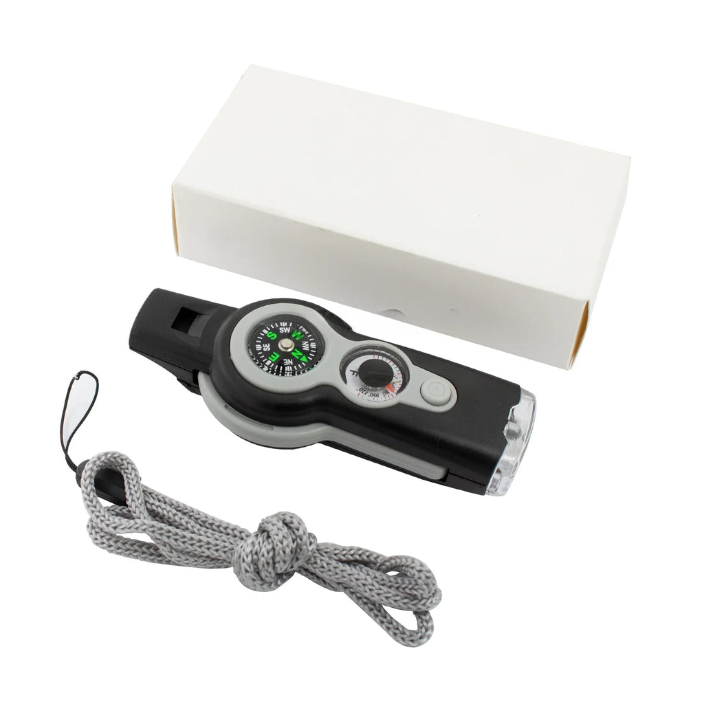 7 in1 Outdoor Survival Whistle Emergency Tools Camping Hiking Rescue Emergency Loud Whistle Compass Thermometer Magnifier