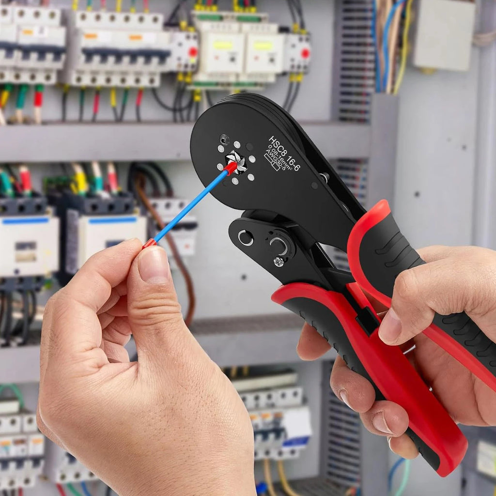 HSC8 16-6 Ferrule Crimping Tool Tubular Terminal Crimper For Large Size Terminals Electrical Clamps 0.08-16mm²/30-5AWG Plier