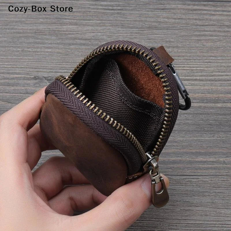 [ZY]Retro Small Zipper Pouch Earphones Accessories PU Leather Coin Purse For Coins Bag Pendant[ZY]