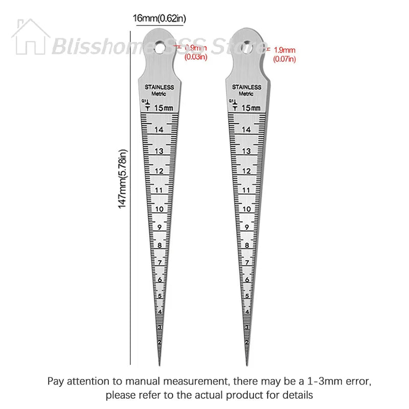 【S】High 1/2mm Stainless Steel Taper Gauge Feeler Inner Diameter Ruler Hole Measuring Tool For Taper Aperture Scale