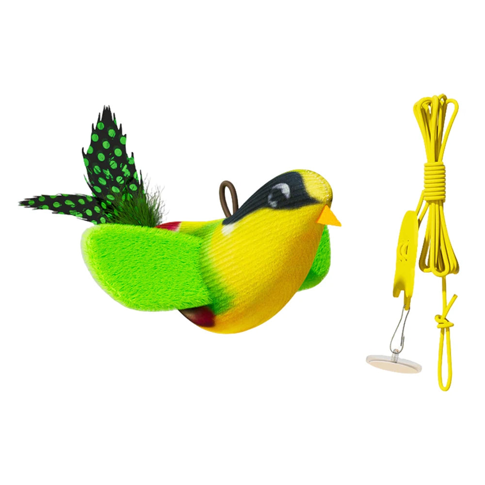 iLMH Indoor Interactive Birds Toy for Cat Chasing Teasing Toy Sounding Catnip Cat Teaser Toy Self-hilarity Wall Hanging Cat Toy