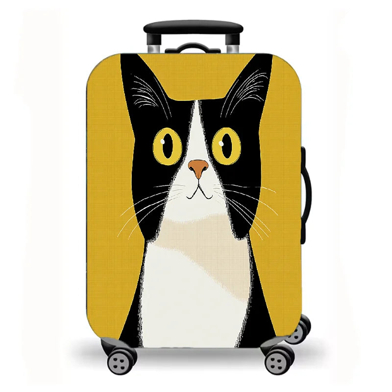 Luggage Cover, Starry Night Cat Cartoon Fantasy Print Stretch Suitcase Protector, Washable Anti-Scratch Travel Baggage Cover