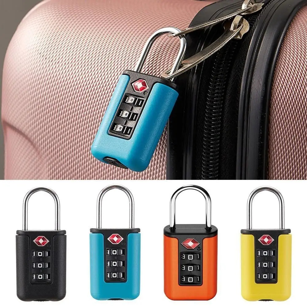 Durable TSA 3 Digit Combination Lock Anti-theft Security Customs Password Lock Contrast Color Padlock Travel Luggage Code Lock