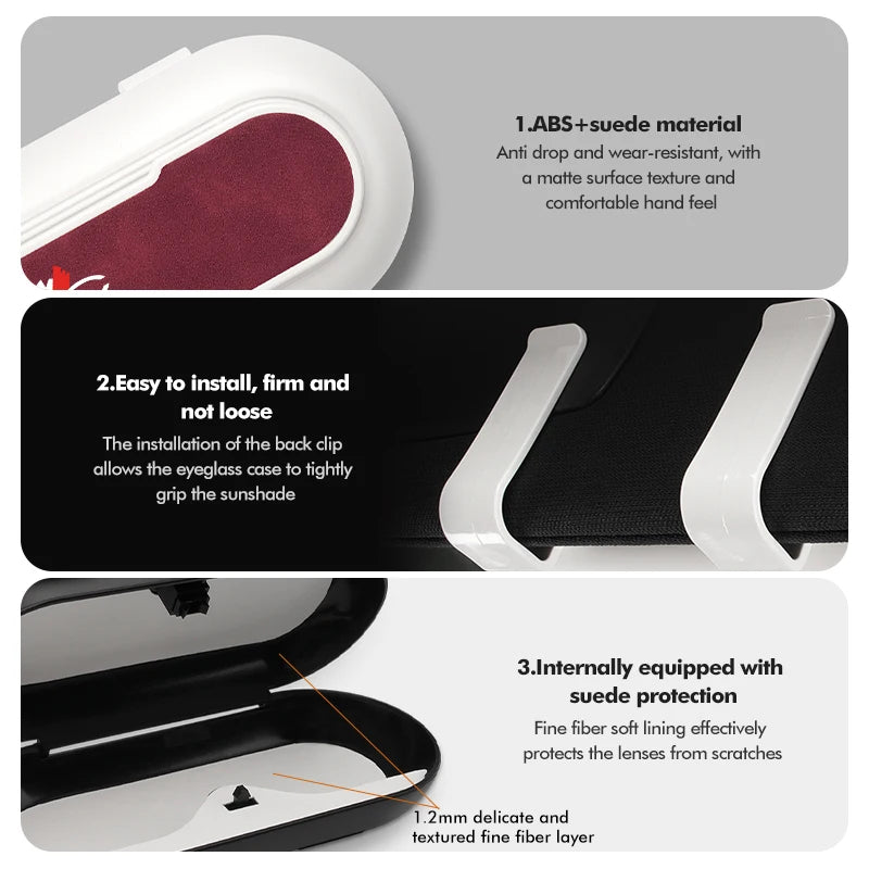 For Fiat Car Sunglasses Holder ABS Suede Dustproof Glasses Storage Box 500 Abarth 596 500X Stilo 500S 500C