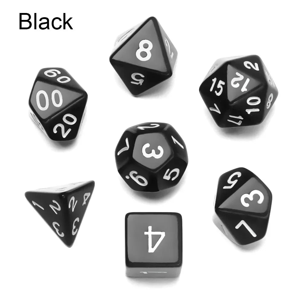 7Pcs/Set Polyhedral Black Dice Set Game Dice For TRPG DND Accessories Polyhedral Dice For Board Card Game Math Games