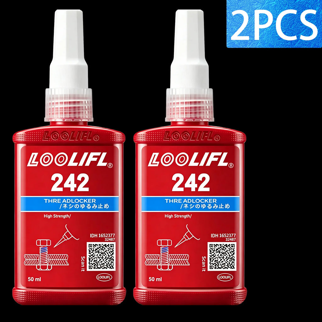 LOOLIFL 271 Red Thread Locker High Strength Removable Screw Lock Glue, Anti-Vibration Anti-Rust Sealant Metal Fasteners Bolts