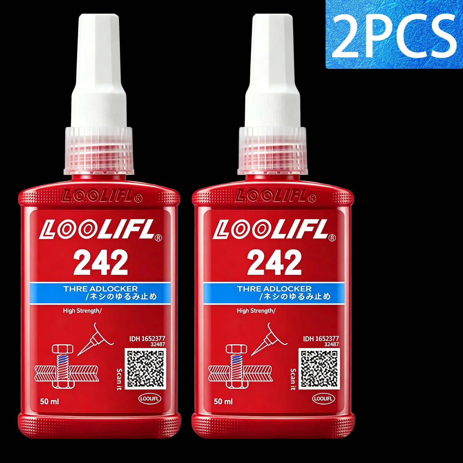 LOOLIFL 271 Red Thread Locker High Strength Removable Screw Lock Glue, Anti-Vibration Anti-Rust Sealant Metal Fasteners Bolts