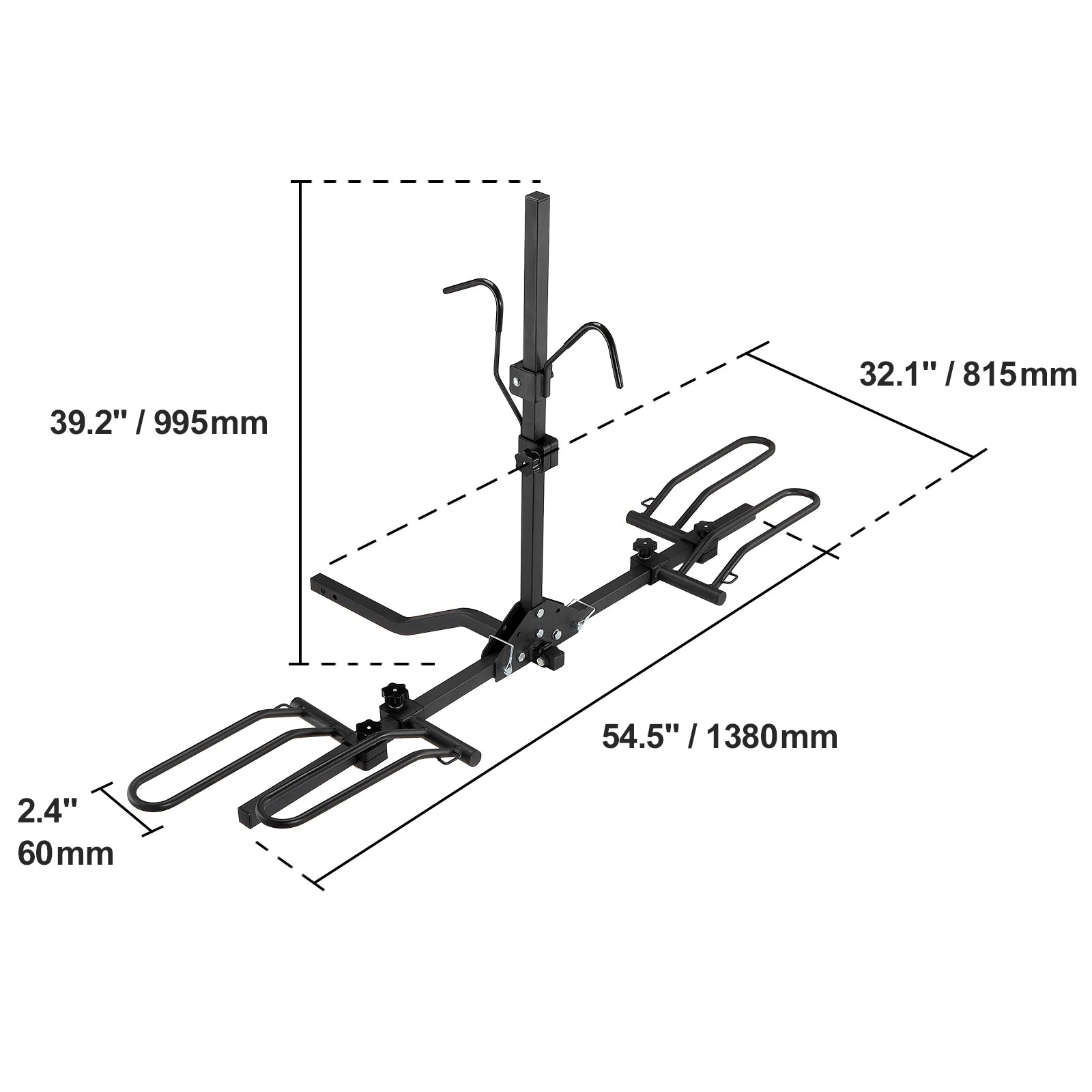 SucceBuy Hitch Mount Bike Rack, 2/4-Bike Platform Style 80/160/150 LBS Bike Rack Hitch Titling and Folding Bike Carrier for Car