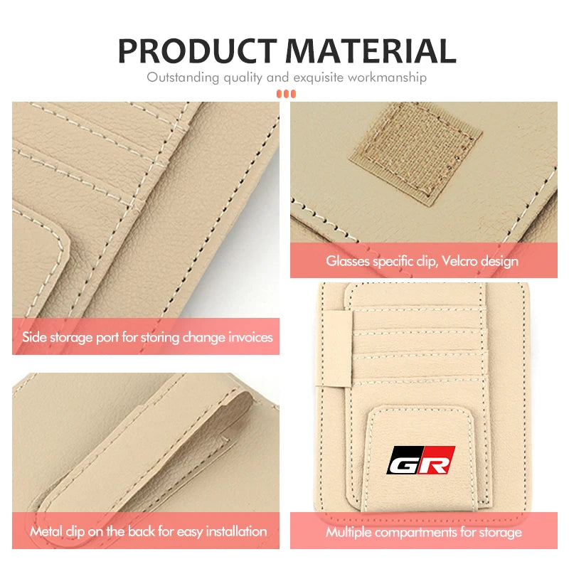 Car Sun Visor Storage Bag Sunglasses Organizer Holder Card Clip For Toyota Yaris Corolla Prius Auris CHR Land Cruiser RAV4 Camry
