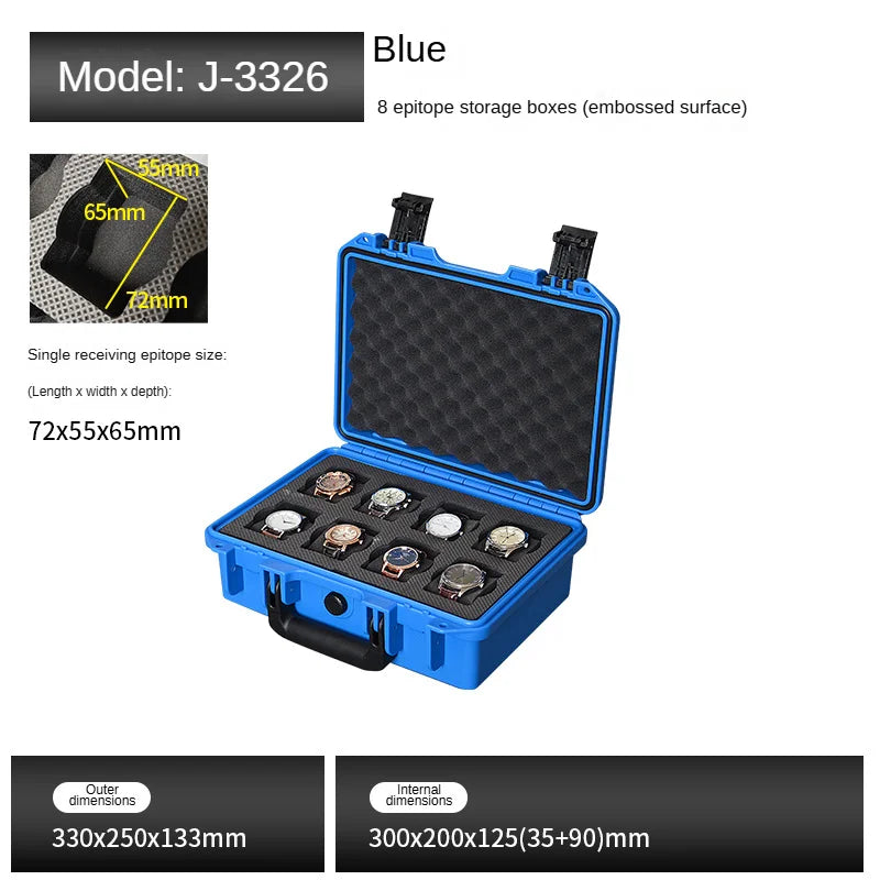 2/6/8/16/20 Slot Plastic Watch Box Safety Equipment Case Portable Tool Box Impact Resistant Case With Foam For Watches Storage