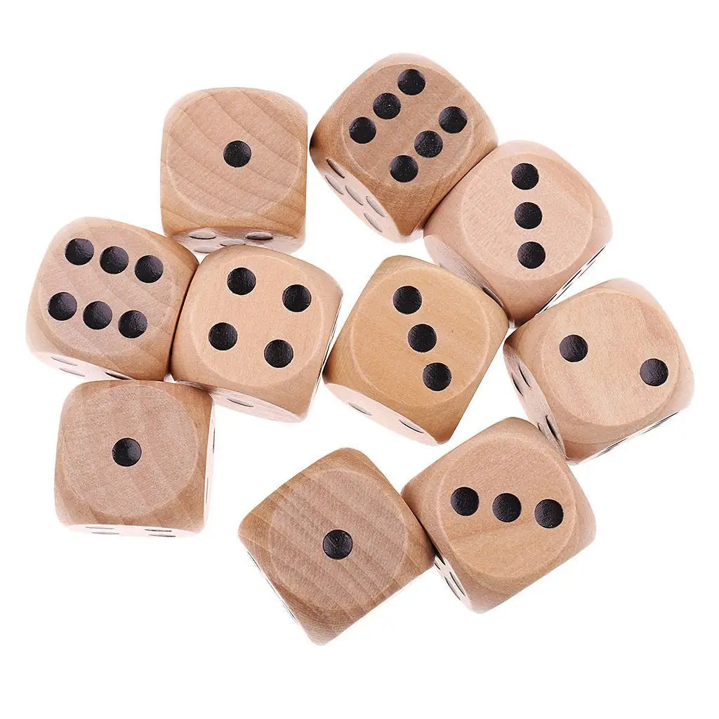 10PCS  Gift Game  20mm Round Corner Playing Games Desktop Game D6 Dice Square Point Dice Wooden Dice 6 Sided Dice