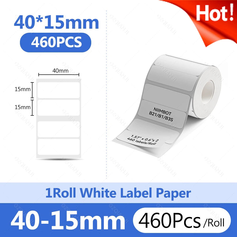 Niimbot B1 White Sticker Waterproof Paper Adhesive Nail Label Anti-Oil For B21 B31 Mini Portable Thermal Printer Tape More Size