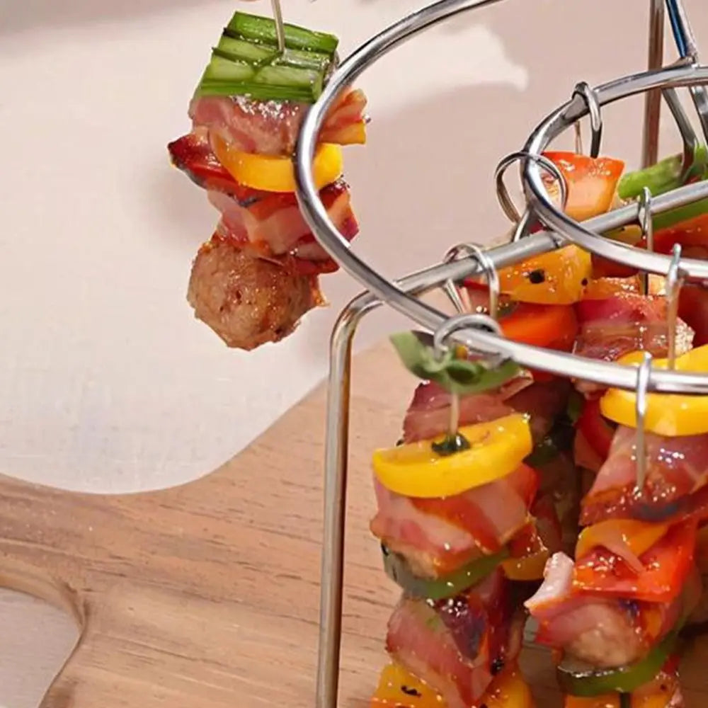 25/49pcs Air Fryer Rotating Skewer Rack, Stainless Steel, Round for Kabobs, Grill Accessory for Home Kitchen, Oven, BBQ
