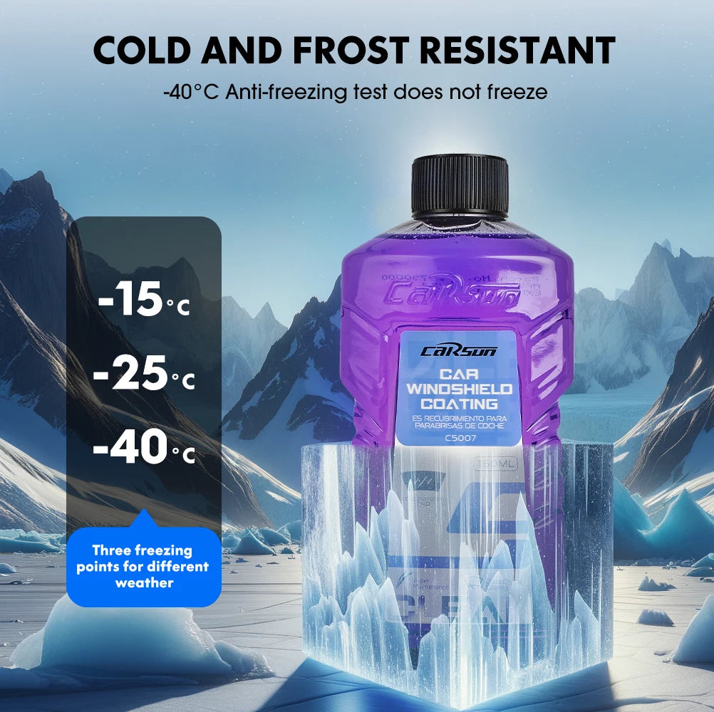 Carsun Highly Concentrated Car Glass Water 1:40 Times Dilution Formula, Strong Degreasing Film, Anti-Glare, Wiper, Traceless Cleaning, Universal Anti-Freeze Type for All Seasons