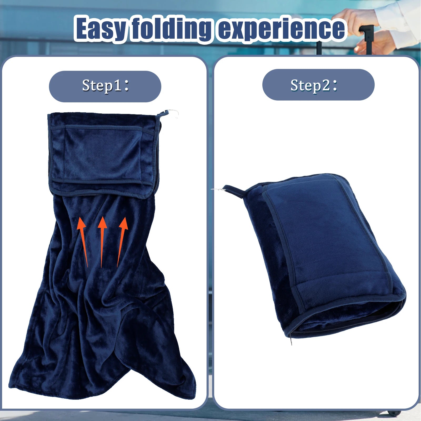 Portable Travel Blanket Soft Flannel Airplane Blanket Foldable 2 In 1 Travel Pillow and Blanket Set Plane Car Travel Accessory