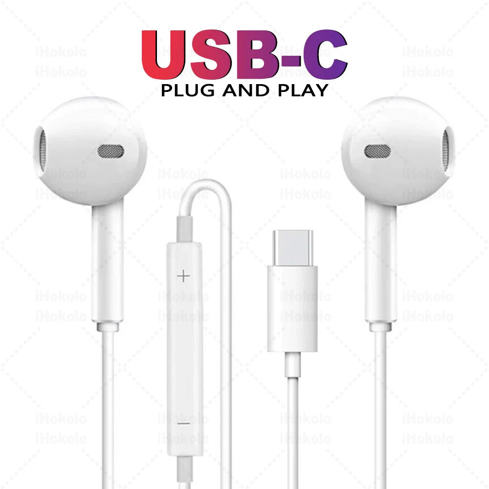 Original Headphones For Apple iPhone 17 16 15 Pro Max 14 13 12 11 USB-C Lightning 3.5mm Wired Earphone X 6 7 8 Phone Accessories