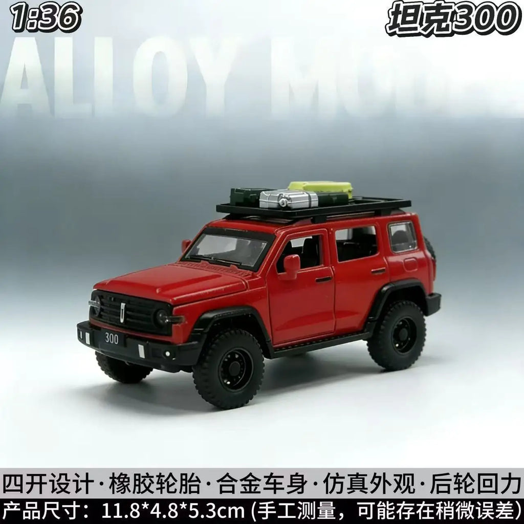 1:36 Scale Tank 300 Alloy Diecast Model Premium Off-Road Vehicle with Detailed Wheels for Collection Gift Ornament Display