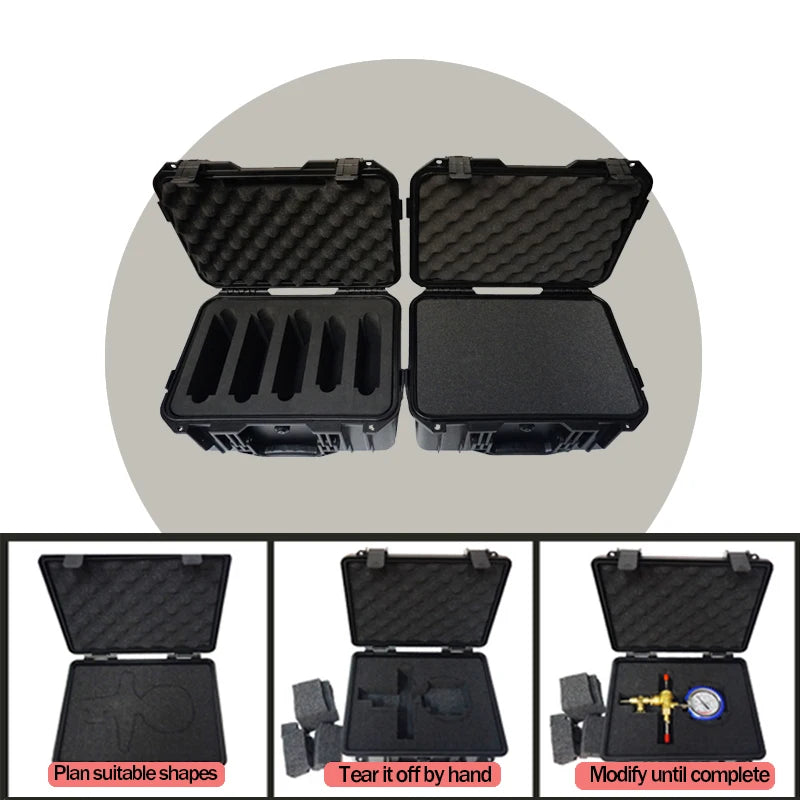 Heavy Duty Waterproof Hard Tool Case 360x270x190mm with Sponge Insert Safety Storage Box for Tools Instruments Tool Storage Box