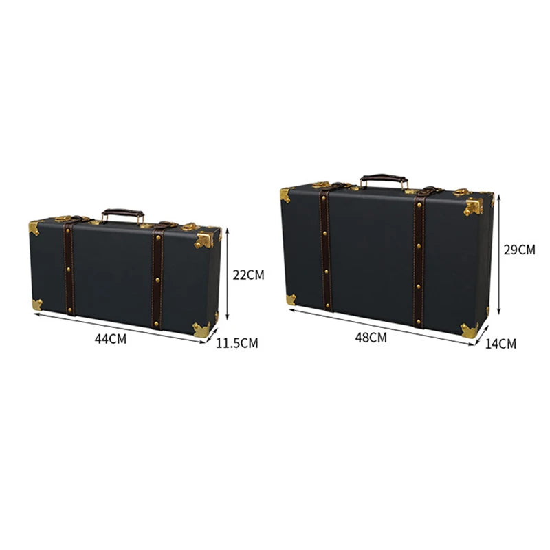 Customized Luxury Vintage Trunk Suitcase Red Travel Leather Luggage Valises Fashion Large Capacity Clothes Storage Prop Box