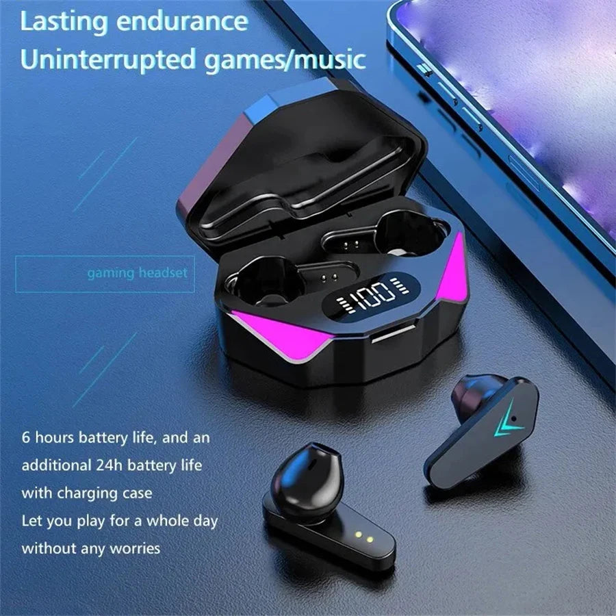 Bluetooth Gaming Earphone - Wireless Headset for Video Game Console Mobile Phone - Comfortable In-Ear Headphones with Mic