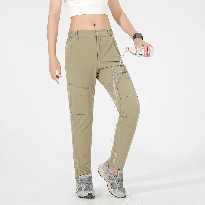 LNGXO Hiking Pants Women 4-Way Stretch Waterproof Summer Cargo Pants Trekking Climbing Camping Outdoor Sports Mountain Trousers